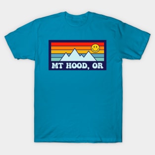 Mt Hood Oregon Mountains Skiing Retro Smile T-Shirt